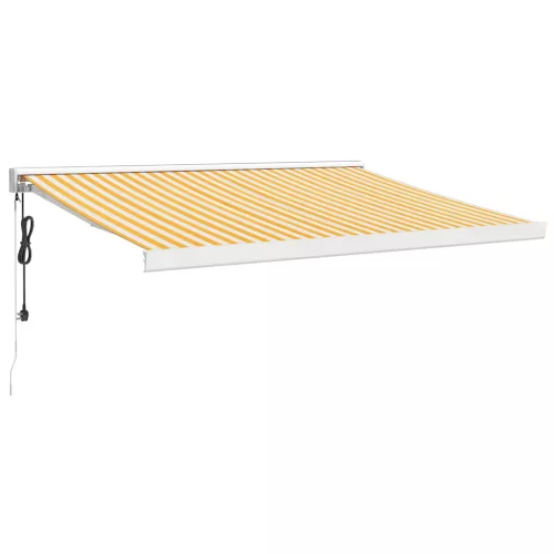  sárga-fehér szövet és alumínium behúzható napellenző 3,5x2,5 m