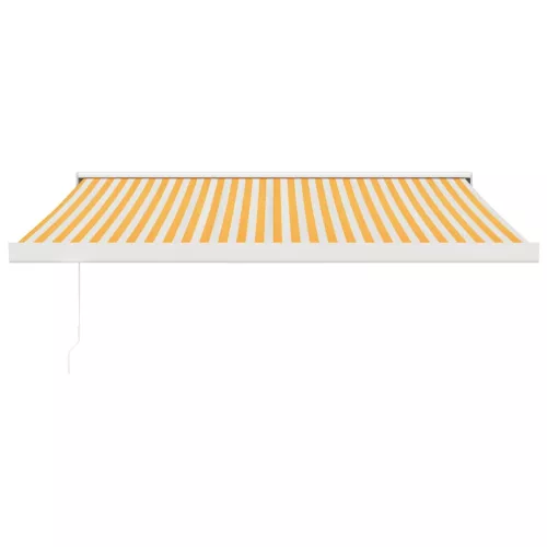  sárga-fehér szövet és alumínium behúzható napellenző 3,5x2,5 m