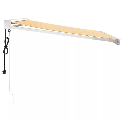  sárga-fehér szövet és alumínium behúzható napellenző 3,5x2,5 m