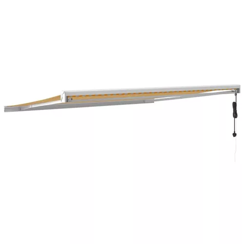  sárga-fehér szövet és alumínium behúzható napellenző 4,5 x 3 m