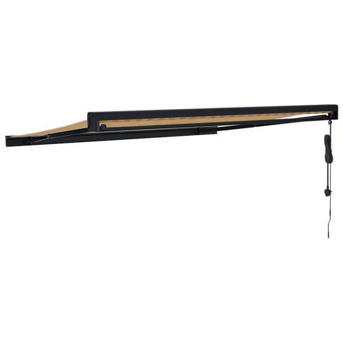  sárga-fehér szövet és alumínium behúzható napellenző 3 x 2,5 m