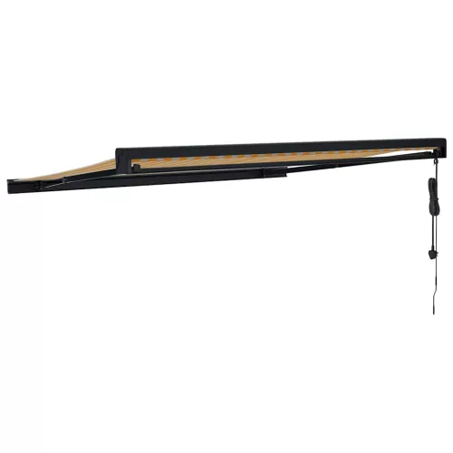  sárga-fehér szövet és alumínium behúzható napellenző 3,5x2,5 m