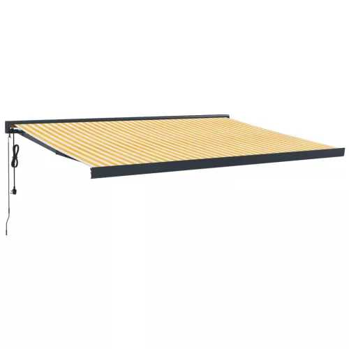  sárga-fehér szövet és alumínium behúzható napellenző 4,5 x 3 m