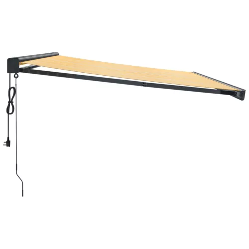  sárga-fehér szövet és alumínium behúzható napellenző 4,5 x 3 m