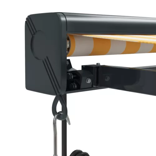  sárga-fehér szövet és alumínium behúzható napellenző 4,5 x 3 m