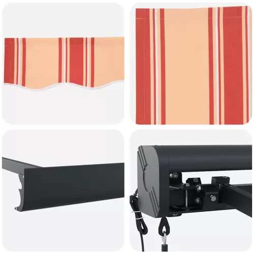  sárga-fehér szövet és alumínium behúzható napellenző 5 x 3 m