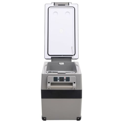  fekete-szürke PP-PE hűtőláda fogantyúval és adapterrel 55 L