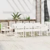  11 részes fehér tömör fenyőfa kerti étkezőgarnitúra