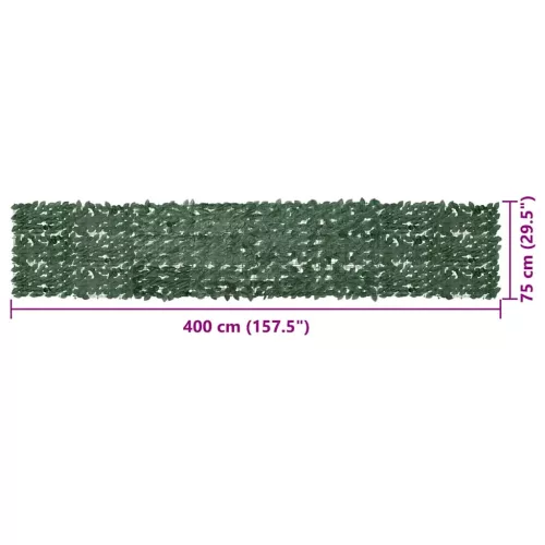  sötétzöld leveles erkélyparaván 400 x 75 cm