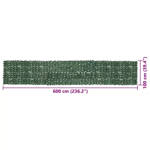  sötétzöld leveles erkélyparaván 600 x 100 cm