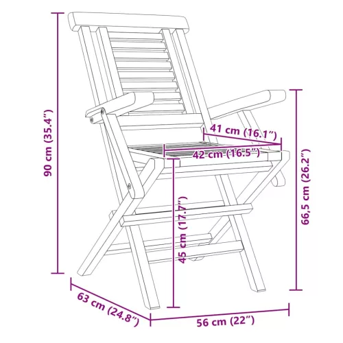  4 db tömör tíkfa összecsukható kerti szék 56 x 63 x 90 cm