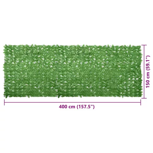  zöld leveles erkélyparaván 400 x 150 cm