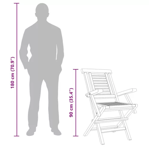  6 db tömör tíkfa összecsukható kerti szék 56 x 63 x 90 cm