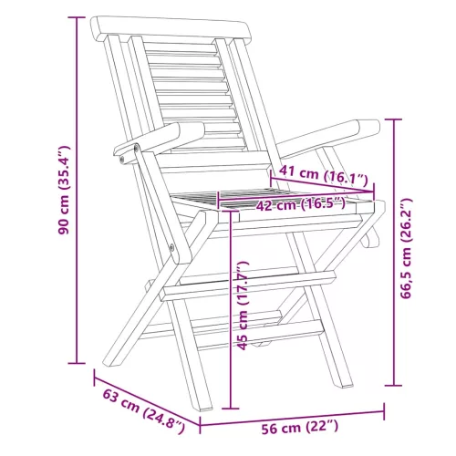  8 db tömör tíkfa összecsukható kerti szék 56 x 63 x 90 cm