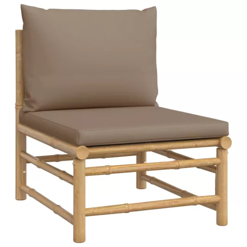  6 részes bambusz kerti ülőgarnitúra tópszínű párnákkal