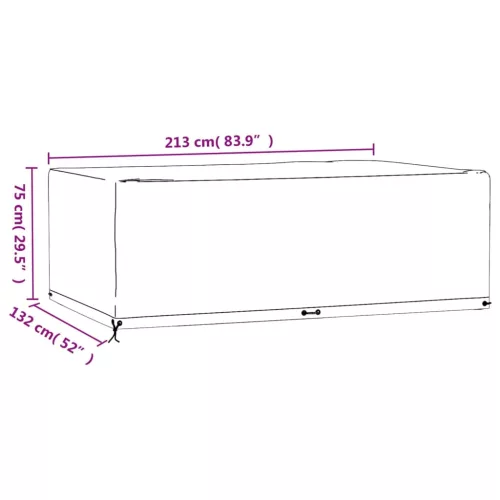  2 db téglalap alakú kerti bútorhuzat 12 fűzőlyukkal 213x132x75