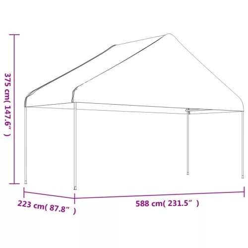  fehér polietilén pavilon tetővel 6,69 x 5,88 x 3,75 m