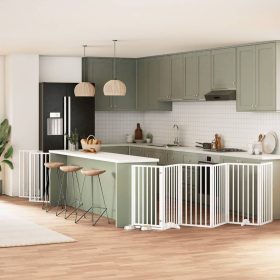    fehér nyárfa 12 paneles összecsukható kutyakapu ajtóval 600 cm