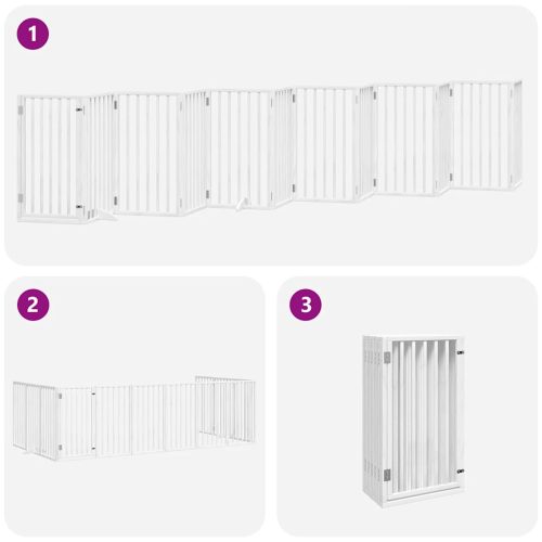  fehér nyárfa 12 paneles összecsukható kutyakapu ajtóval 600 cm