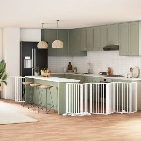    fehér nyárfa 15 paneles összecsukható kutyakapu ajtóval 750 cm