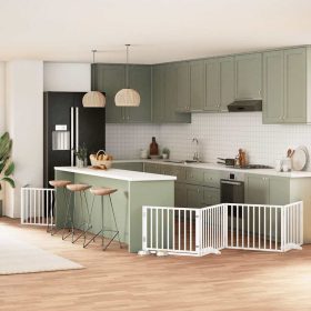    fehér nyárfa 10 paneles összecsukható kutyakapu ajtóval 800 cm