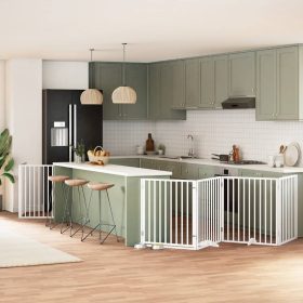    fehér nyárfa 8 paneles összecsukható kutyakapu ajtóval 640 cm