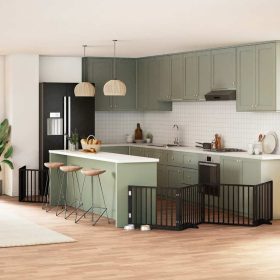    fekete nyárfa 6 paneles összecsukható kutyakapu ajtóval 480 cm