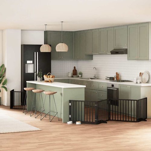  fekete nyárfa 12 paneles összecsukható kutyakapu ajtóval 960 cm