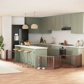    barna nyárfa 12 paneles összecsukható kutyakapu ajtóval 960 cm