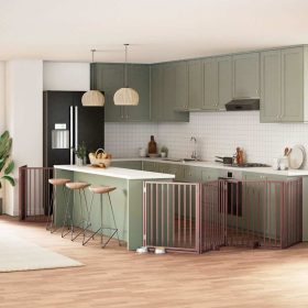    barna nyárfa 6 paneles összecsukható kutyakapu ajtóval 480 cm