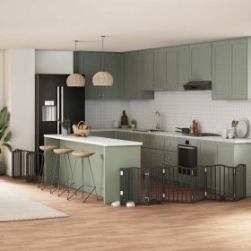    fekete nyárfa 12 paneles összecsukható kutyakapu ajtóval 600 cm