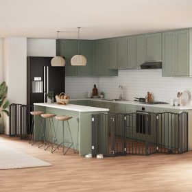    fekete nyárfa 15 paneles összecsukható kutyakapu ajtóval 750 cm