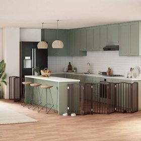    barna nyárfa 9 paneles összecsukható kutyakapu ajtóval 450 cm