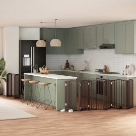    barna nyárfa 15 paneles összecsukható kutyakapu ajtóval 750 cm