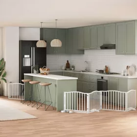    fehér nyárfa 8 paneles összecsukható kutyakapu ajtóval 640 cm