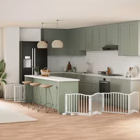    fehér nyárfa 12 paneles összecsukható kutyakapu ajtóval 960 cm