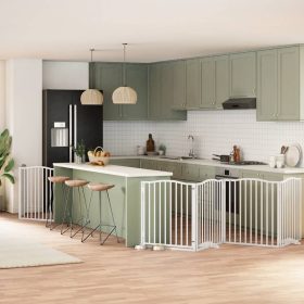    fehér nyárfa 6 paneles összecsukható kutyakapu ajtóval 480 cm