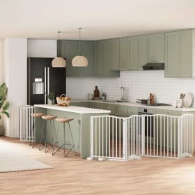    fehér nyárfa 12 paneles összecsukható kutyakapu ajtóval 960 cm