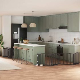    fekete nyárfa 12 paneles összecsukható kutyakapu ajtóval 960 cm