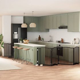    fekete nyárfa 12 paneles összecsukható kutyakapu ajtóval 960 cm