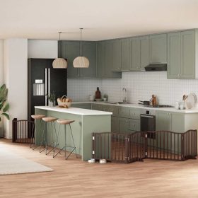    barna nyárfa 6 paneles összecsukható kutyakapu ajtóval 480 cm