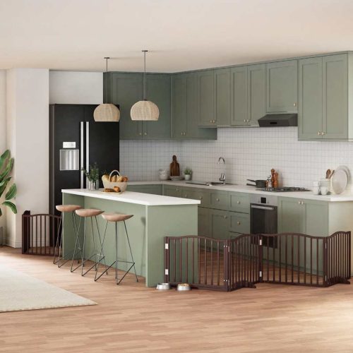  barna nyárfa 8 paneles összecsukható kutyakapu ajtóval 640 cm