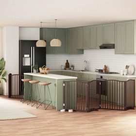    barna nyárfa 8 paneles összecsukható kutyakapu ajtóval 640 cm