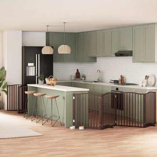  barna nyárfa 12 paneles összecsukható kutyakapu ajtóval 960 cm