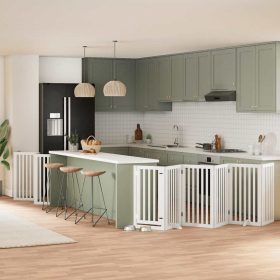    fehér nyárfa 15 paneles összecsukható kutyakapu ajtóval 750 cm