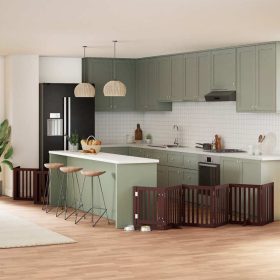    barna nyárfa 12 paneles összecsukható kutyakapu ajtóval 600 cm