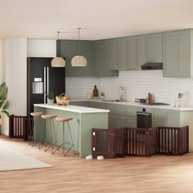    barna nyárfa 15 paneles összecsukható kutyakapu ajtóval 750 cm