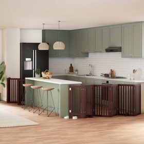    barna nyárfa 12 paneles összecsukható kutyakapu ajtóval 600 cm