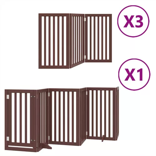  barna nyárfa 15 paneles összecsukható kutyakapu ajtóval 750 cm