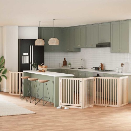  nyárfa 8 paneles összecsukható kutyakapu ajtóval 640 cm